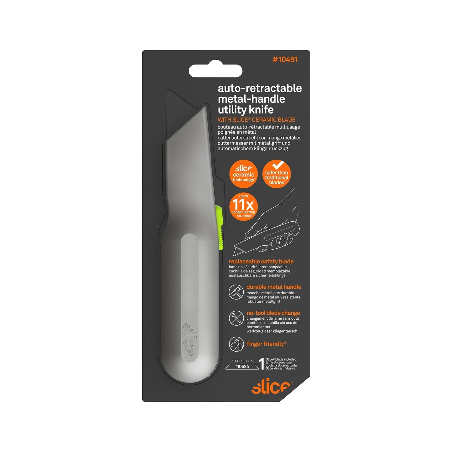 Cutter autorretráctil con mango metálico