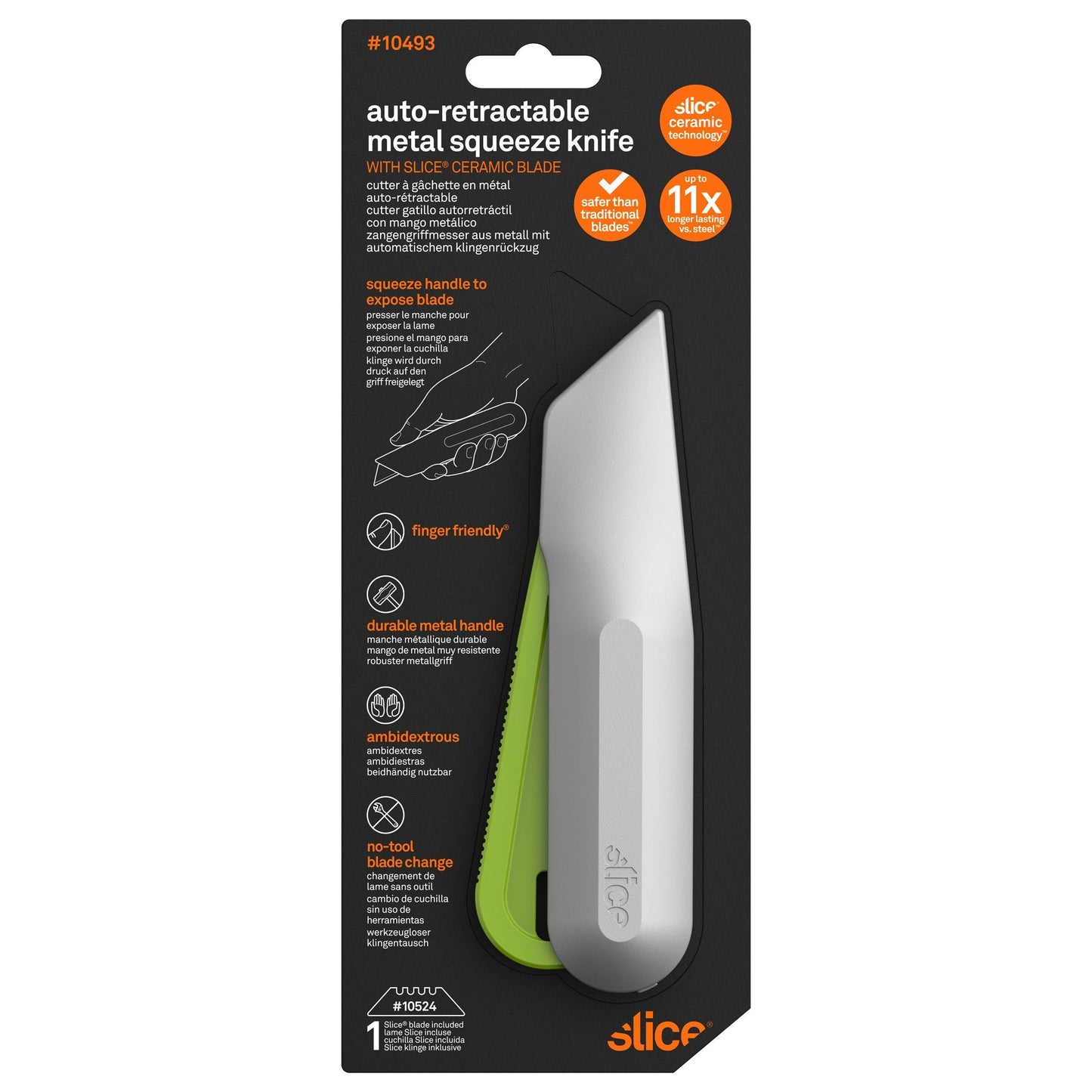 Cutter gatillo autorretráctil con mango metálico