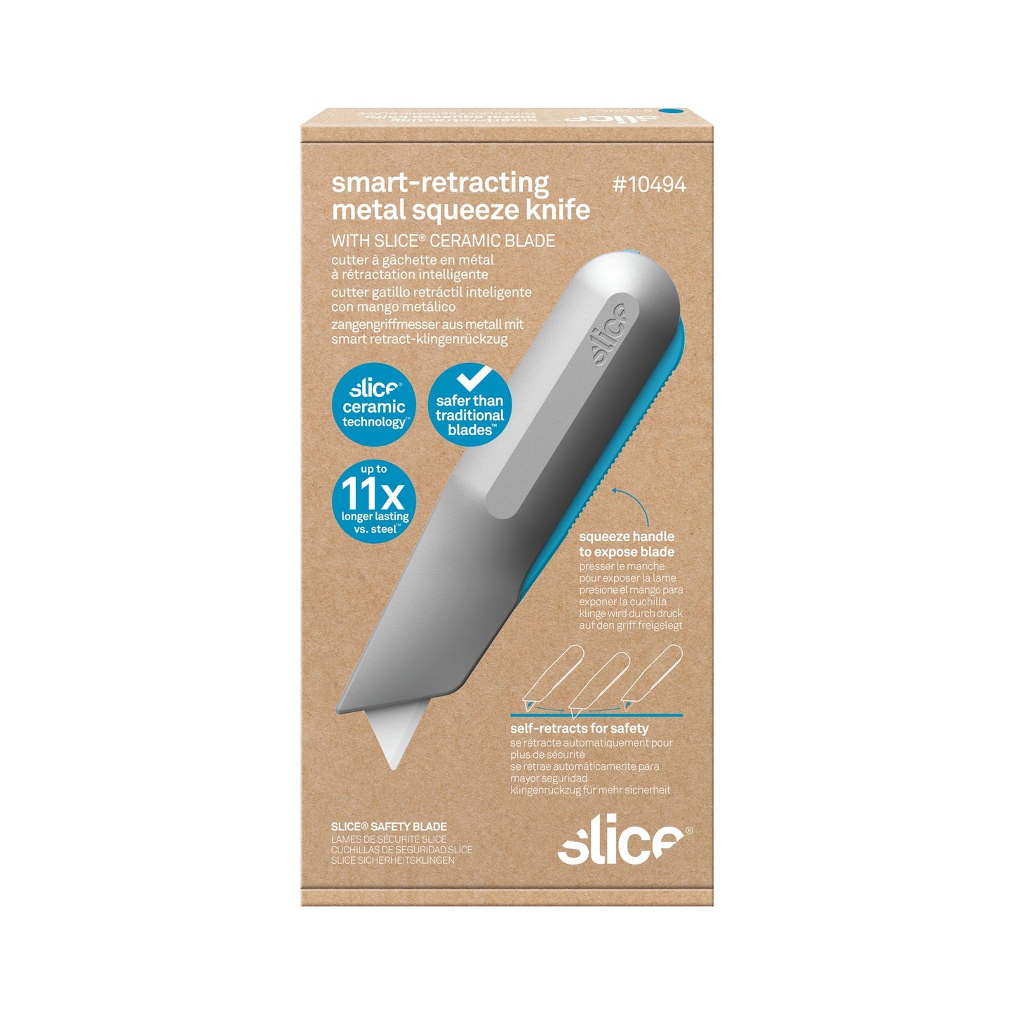 Cutter gatillo retráctil inteligente con mango metálico